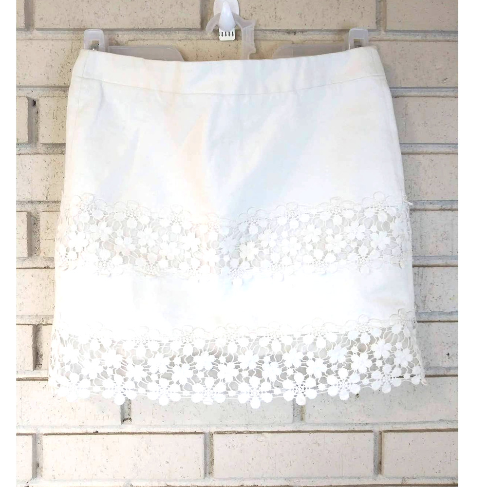 J Crew White Lace Panel Skirt
